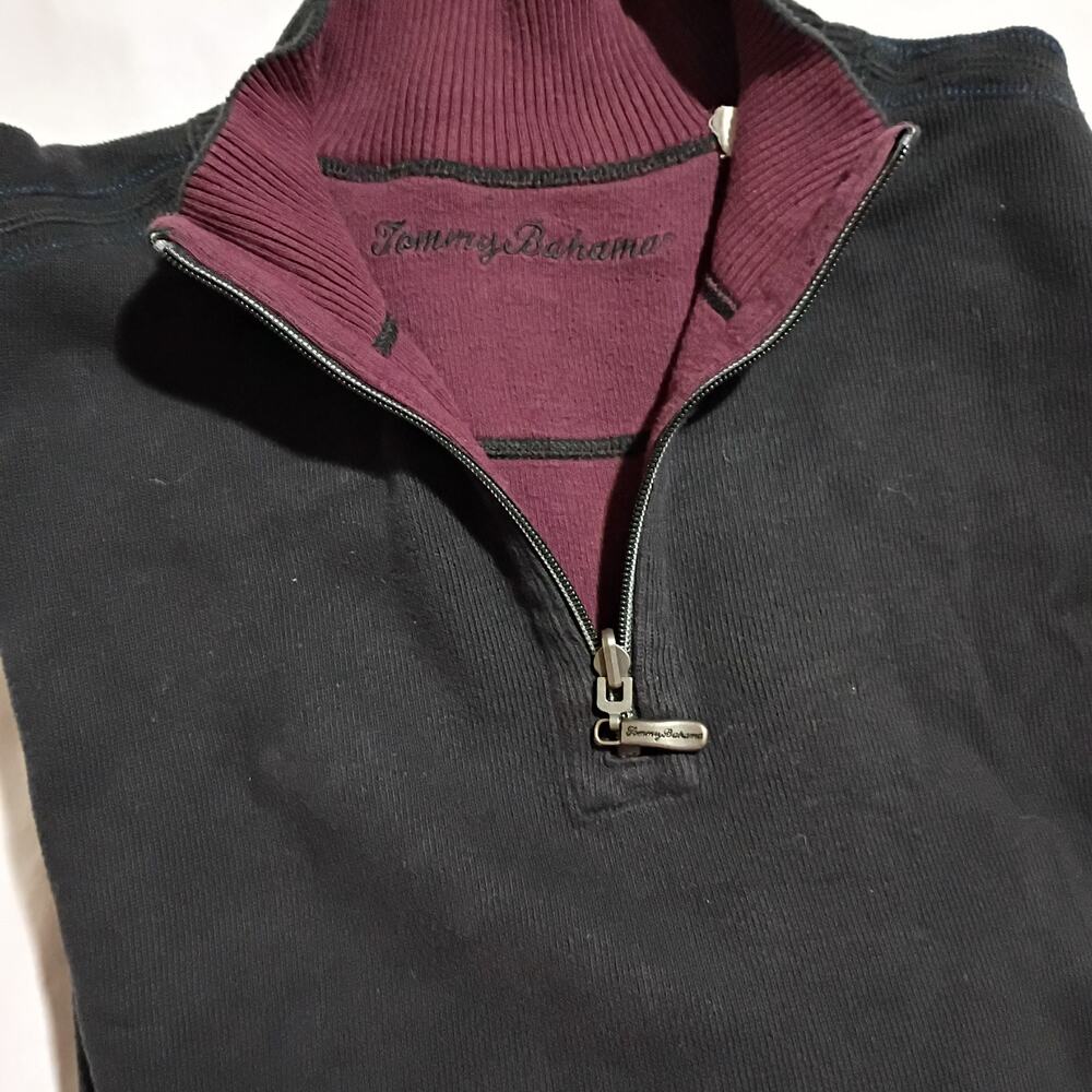 Tommy Bahama XXL 1/4 Zip Mid-Weight Charcoal Grey Pullover Micro-Ribbed Knit